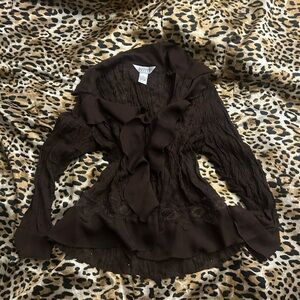 Brown button up blouse
